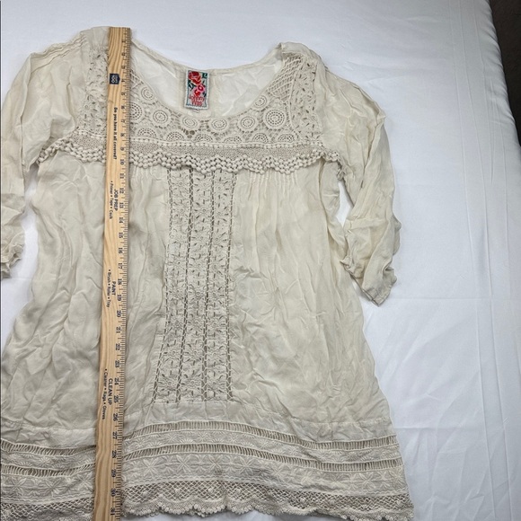 Johnny Was Sheer Embroidered Crochet Tunic Blouse PLUS Size XXL Cream Ivory lace - Picture 4 of 7